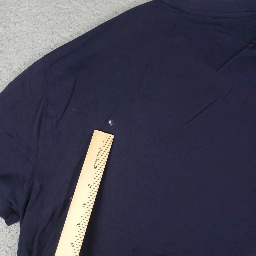 Polo Ralph Lauren Mens Large Navy Blue V-Neck T-Shirt Red Pony Logo Short Sleeve
